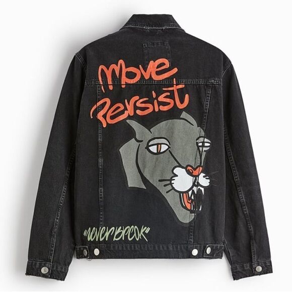 Zara Graffiti Print Denim Jacket New - Picture 2 of 10